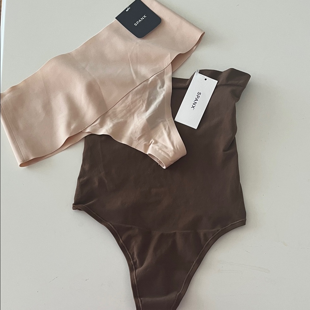 NWT 2 SPANX thongs - Soft Nude and Chestnut Brown - Medium